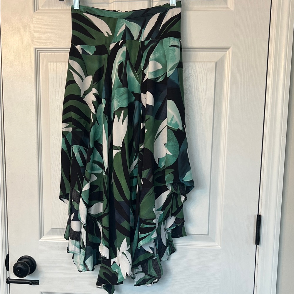 Jewel Tone, Greens, Deep Blue, and Black Floral Skirt